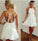 Simple White Spaghetti Straps Prom Dress Open Back Evening Dress Homecoming Dress