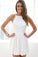 Simple White Spaghetti Straps Prom Dress Open Back Evening Dress Homecoming Dress