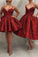 Spaghetti Straps Burgundy V Neck Ball Gown Sequins Homecoming Dresses Short Dress