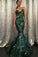 Sweetheart Mermaid Green Long Prom Dresses Strapless Sleeveless Evening Dresses