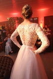 Unique Bateau Lace and Tulle Wedding Dresses Long Sleeves Bridal Dresses