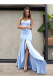 Mermaid Backless Prom Dresses Simple Bridesmaid Dress Satin Floor STGP481AX65