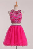 2024 Homecoming Dresses A Line Scoop Beaded Bodice Two PFQ7NCZ1