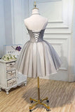 Elegant A Line Strapless Tulle Homecoming Dresses with Lace up Black Short Prom Dresses STG14974