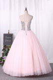2024 Ball Gown Sweetheart Quinceanera Dresses Tulle With Beading PAQ4LRGK