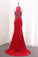2022 High Neck Spandex Prom Dresses Mermaid With Beading P265STB1