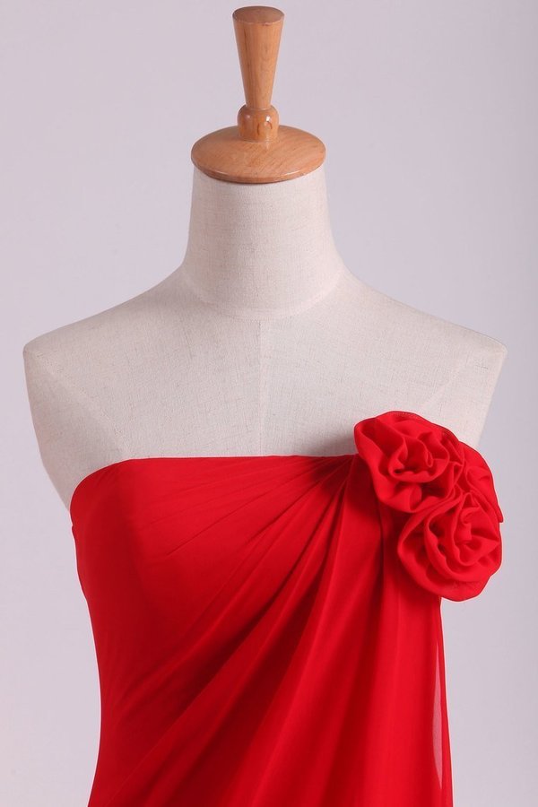2022 New Arrival Bridemaid Dress Strapless Chiffon With Ruffles Floor PL1A5HYG