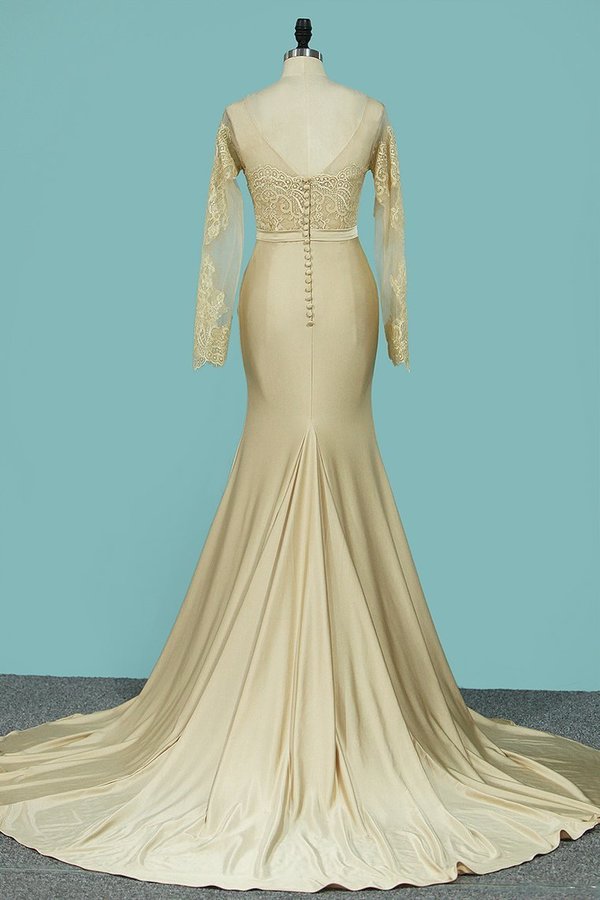 2022 Mermaid Wedding Dresses Scoop Long Sleeves P56LBFPK