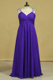 2024 Prom Dresses A-Line Chiffon With Beads And Ruffles P7SKCLCB