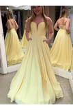 Daffodil Sweetheart Satin Long Prom Dress With STGP5K4ESXD