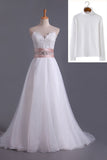 2022 Muslim Wedding Dresses Sweetheart A Line With Applique And Beads PZC81TAT
