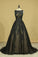 2022 Black Sexy Bateau A-Line Prom Gown Sweep Train With Beads & PKMSYSAJ