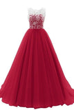 2024 Scoop A Line Prom Dresses Tulle & Lace PAZZ886G