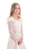 2024 Lace Flower Girl Dresses A Line Boat Neck Long Sleeves PALSA6FH
