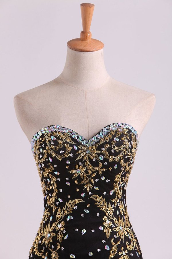 2022 Pretty Sweetheart Prom Dresses Mermaid/Trumpet Floor-Length With Applique & PKBPANKM