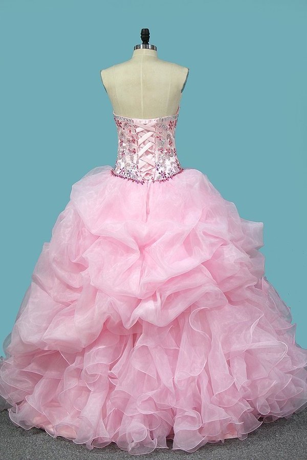 2022 Organza Ball Gown Quinceanera Dresses Sweetheart Beaded Bodice P3CXQFXH
