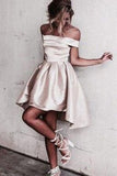 Sexy Off the Shoulder Light Champagne Prom Dress Short Prom Dresses Homecoming Dress