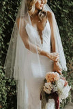 Backless Mermaid Spaghetti Straps Lace Backless Wedding Dresses Beach Bridal Dresses STG15056