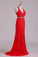 2022 Prom Dresses Column V Neck See-Through Tulle With Beading & PJLYQGPM