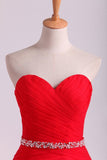 2024 Red Mermaid Sweetheart Floor Length Prom Dresses With Ruffles And PJLR8N71