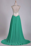 2022 Prom Dresses A Line V Neck Chiffon With Beading Open PSN34Y58
