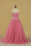 2024 Ball Gown Beaded Bodice Quinceanera Dresses Sweetheart Tulle Sweep PSFCG734