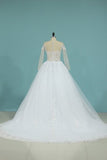 2024 New A Line Scoop Long Sleeves Wedding Dress Tulle P57YR3RA