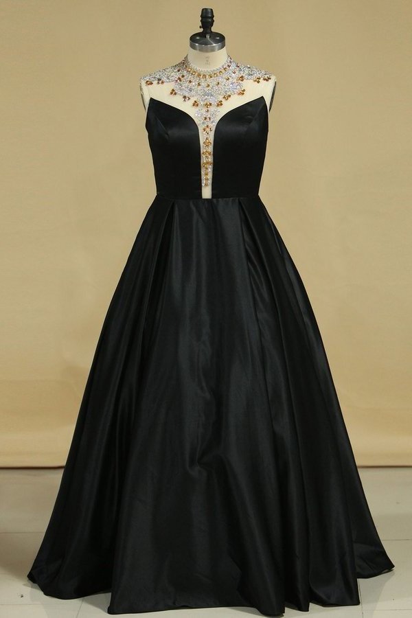 2022 New Arrival Prom Dresses High Neck Satin With Beading PNFPR67K