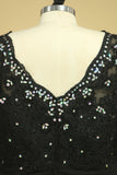 2024 Plus Size Black V Neck Mother Of The Bride Dresses With Beads And Applique P5C3DZ7E