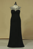 2024 Scoop Sheath Prom Dresses Chiffon With Ruffles And Applique PZF7LPHL