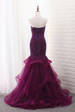 2024 Sweetheart Mermaid Tulle Prom Dresses With P6NN1CEN