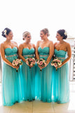 Sweetheart Strapless Tulle Turquoise Bridesmaid Dresses Beaded Wedding Party STG20473