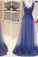 2022 Prom Dresses A-Line V-Neck Floor-Length Tulle PRJB8NJR
