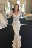 2024 Scoop Long Sleeves Lace Wedding Dresses With P7C6444B
