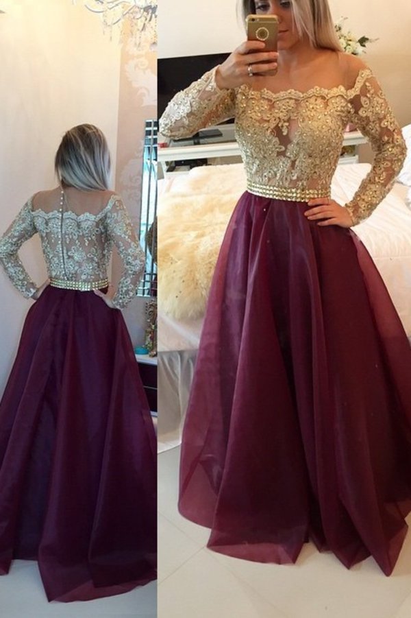 2022 Prom Dresses Scoop A Line With Applique And Beads Floor Length Long PZ63H6AJ