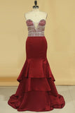 2022 Prom Dresses Mermaid Sweetheart Beaded Bodice Satin P6678R8F
