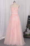 2024 Sweetheart Prom Dresses A Line Tulle With PBTM1QAA