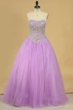2024 Ball Gown Quinceanera Dresses Sweetheart Beaded Bodice Floor Length PQ1BB559