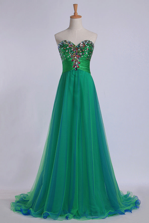 2024 Sweetheart Prom Dresses Empire Waist Floor Length With P4D5LJGG