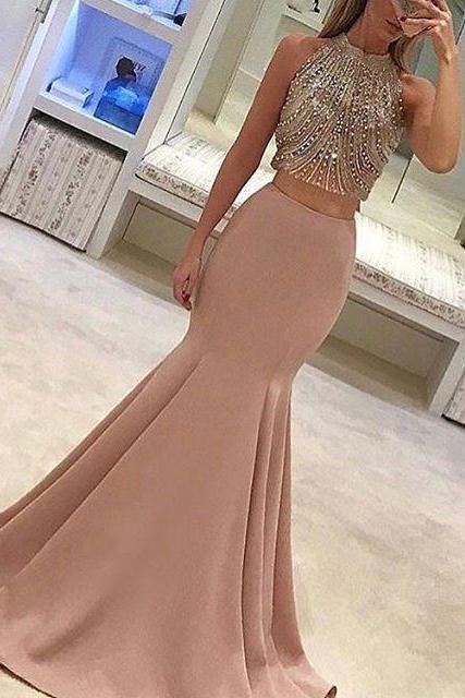 Backless Beaded Mermaid Fashion Prom Dress Sexy Party Dress New Style Evening Dresses