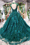2022 Prom Dresses Court Train Scoop Short Sleeves Lace PYM983QQ