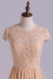 2024 Scoop Bridesmaid Dresses A Line Lace Bodice Chiffon PCG2F6PN