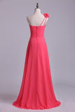 2022 One Shoulder A Line Bridesmaid Dress With Handmade Flowers P46M4G98