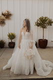 Ball Gown Strapless Sweetheart Ivory Wedding Dresses with Appliques, Beach Wedding Gowns STG15499