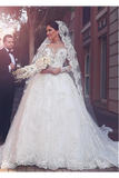 A Line Round Neck Tulle Wedding Dresses With Appliques Wedding STGPYP3F2BA