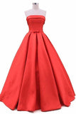 2022 New Arrival Strapless Prom Dresses A Line Satin PPGMM9SN