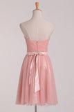 2024 Bridesmaid Dresses Sweetheart Tulle With Beads And Ruffles P189QNR7