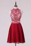 2024 High Neck Homecoming Dresses A Line Chiffon With PZS7MG8H