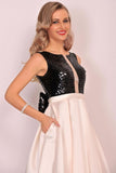 2024 A Line Scoop Satin Prom Dresses With Sequins&Bow PCCAGME6