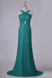 2022 Mermaid/Trumpet Prom Dresses Lace V Neck Sweep PX8NXLRZ